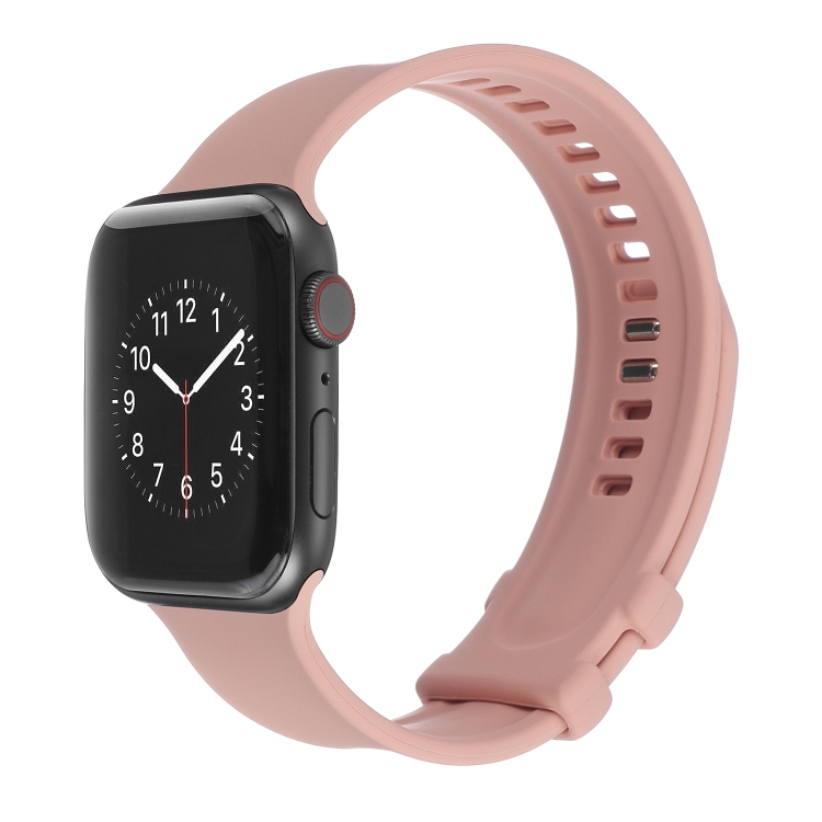 

Square Buckle Silicone Watch Band For Apple Watch Series 7 45mm / 6&SE&5&4 44mm / 3&2&1 42mm(Pink)