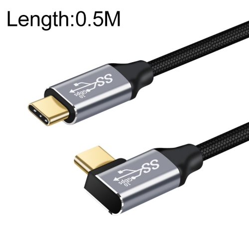 

50cm 10Gbps USB-C / Type-C Male Straight to Male Elbow Charging Data Transmission Cable