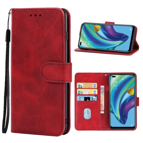 

For OPPO Reno4 F Leather Phone Case(Red)