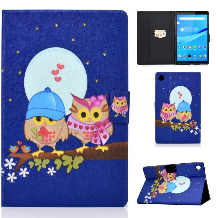 

For Lenovo Tab M10 Plus 10.6 3rd Gen 2022 Colored Drawing Smart Leather Tablet Case(Couple Owls)