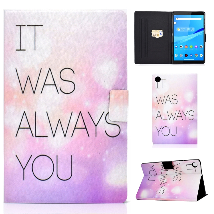 

For Lenovo Tab M10 3rd Gen Colored Drawing Smart Leather Tablet Case(Pink Background English)