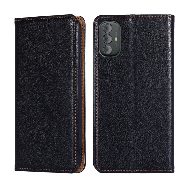 

For Motorola Moto G Power 2022 Gloss Oil Solid Color Magnetic Leather Phone Case(Black)