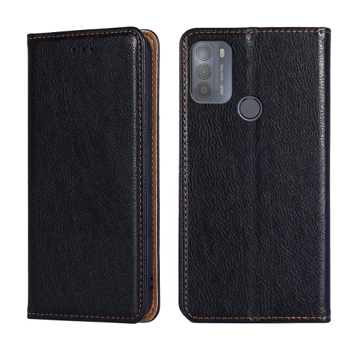 

For Motorola Moto G50 Gloss Oil Solid Color Magnetic Leather Phone Case(Black)
