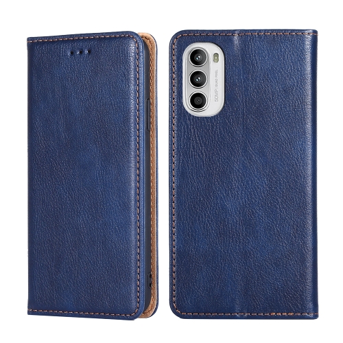 

For Motorola Moto G52 4G / G82 5G Gloss Oil Solid Color Magnetic Leather Phone Case(Blue)