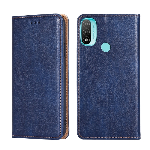 

For Motorola Moto E20 Gloss Oil Solid Color Magnetic Leather Phone Case(Blue)