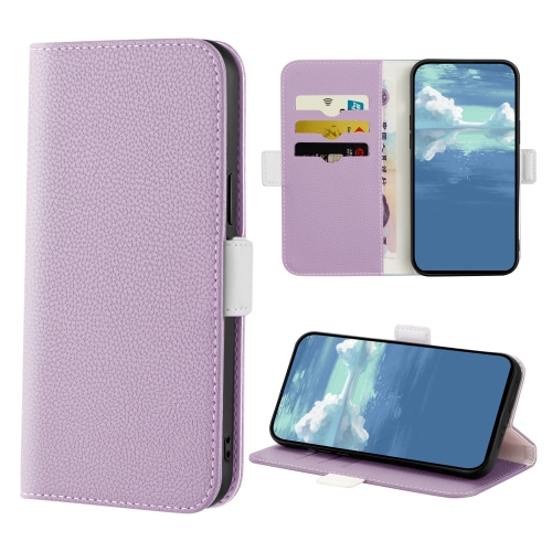 

For vivo Y20 2021 Indian Candy Color Litchi Texture Leather Phone Case(Light Purple)