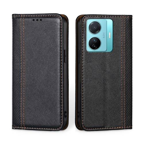 

For vivo S15e/T1 Snapdragon 778G Grid Texture Magnetic Flip Leather Phone Case(Black)