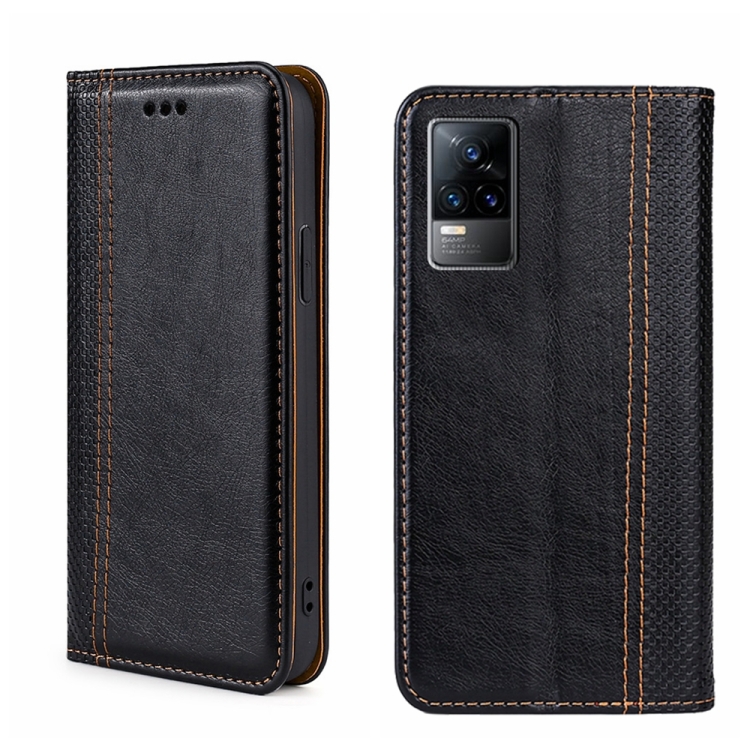 

For vivo V21e 4G/Y73 2021 Grid Texture Magnetic Flip Leather Phone Case(Black)
