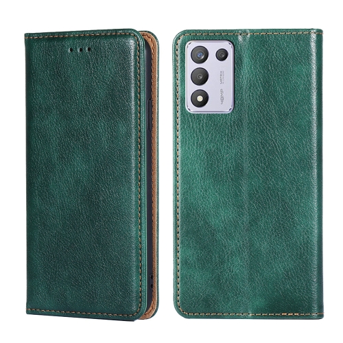 

For PPO K9s / Realme Q3s Gloss Oil Solid Color Magnetic Leather Phone Case(Green)