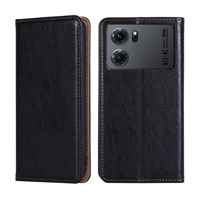 

For OPPO K10 5G Gloss Oil Solid Color Magnetic Leather Phone Case(Black)