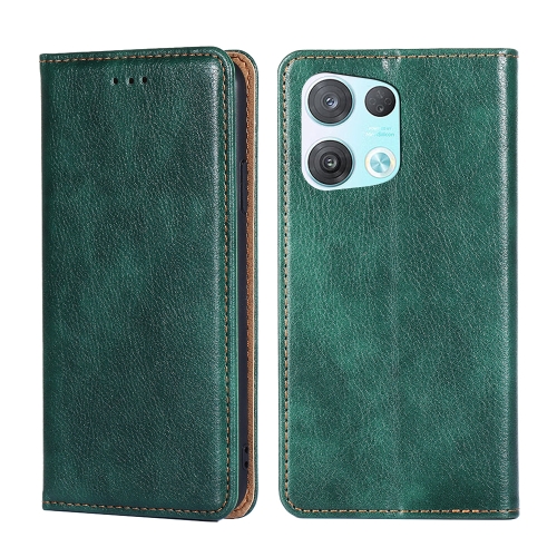 

For OPPO Reno8 Pro 5G Gloss Oil Solid Color Magnetic Leather Phone Case(Green)