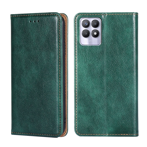 

For OPPO Realme 8i Gloss Oil Solid Color Magnetic Leather Phone Case(Green)