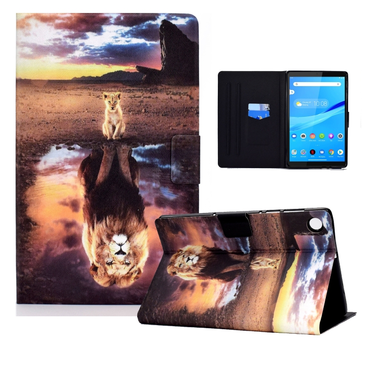 

For Lenovo Tab M10 3rd Gen Colored Drawing Smart Leather Tablet Case(Leopard And Lion)