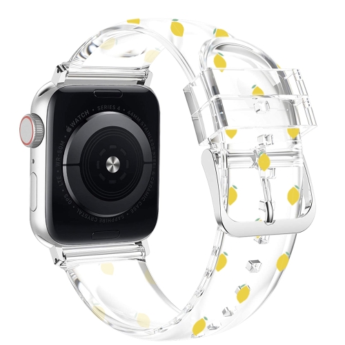 

Square Buckle Transparent Watch Band For Apple Watch Series 8&7 41mm / SE 2&6&SE&5&4 40mm / 3&2&1 38mm(Lemon)