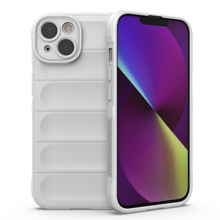

For iPhone 14 Magic Shield TPU + Flannel Phone Case (White)