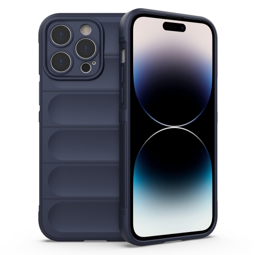 

Magic Shield TPU + Flannel Phone Case For iPhone 14 Pro(Dark Blue)