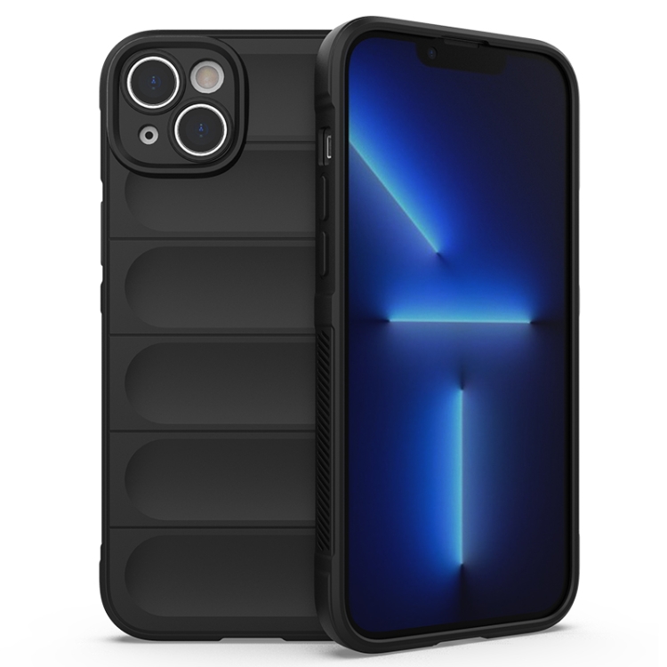 

For iPhone 14 Plus Magic Shield TPU + Flannel Phone Case (Black)