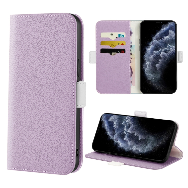 

For iPhone 11 Pro Candy Color Litchi Texture Leather Phone Case (Light Purple)