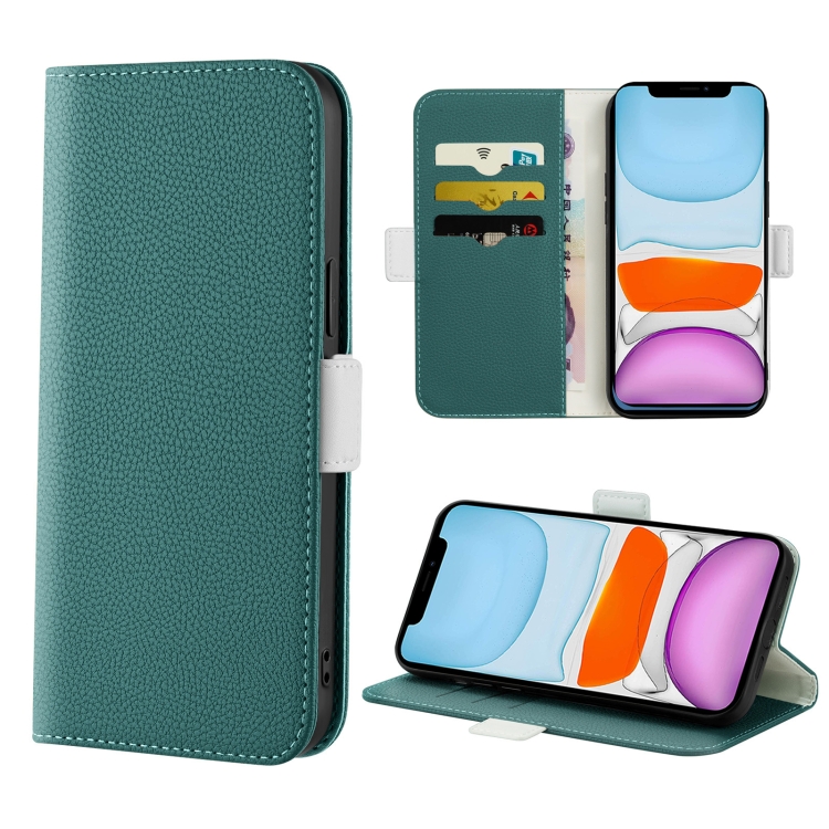 

Candy Color Litchi Texture Leather Phone Case For iPhone 11(Dark Green)