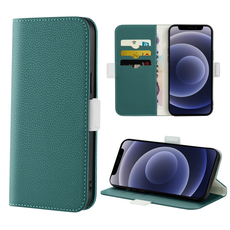 

Candy Color Litchi Texture Leather Phone Case For iPhone 12 mini(Dark Green)