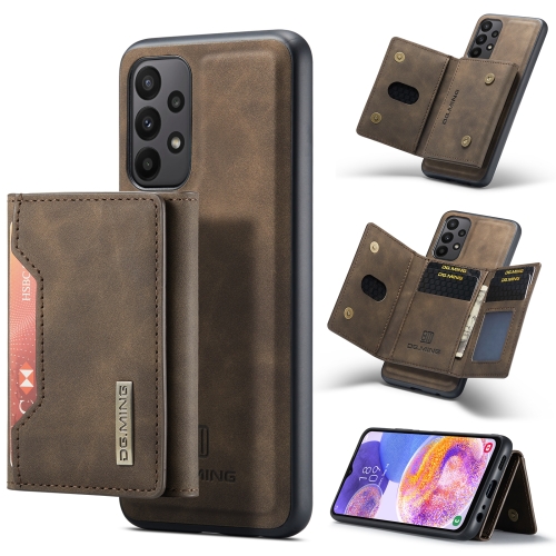 

For Samsung Galaxy A23 5G DG.MING M2 Series 3-Fold Multi Card Bag + Magnetic Phone Case(Coffee)
