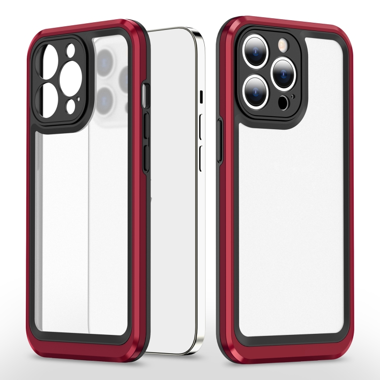 

Bright Skin Feel PC + TPU Protective Phone Case For iPhone 14 Max(Black+Red)