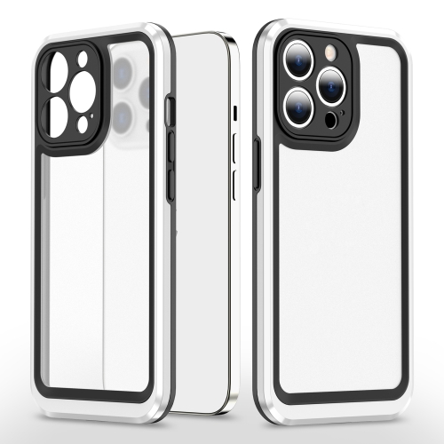 

Bright Skin Feel PC + TPU Protective Phone Case For iPhone 14(Black+White)