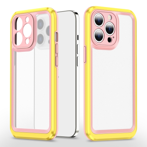 

Bright Skin Feel PC + TPU Protective Phone Case For iPhone 13 Pro Max(Pink+Yellow)