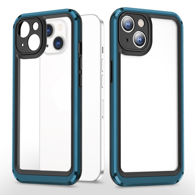 

Bright Skin Feel PC + TPU Protective Phone Case For iPhone 13 mini(Black+Blue)