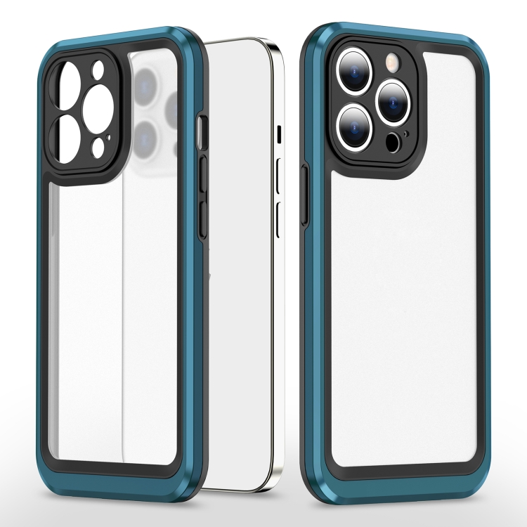 

Bright Skin Feel PC + TPU Protective Phone Case For iPhone 12 Pro Max(Black+Blue)