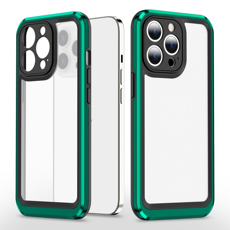 

Bright Skin Feel PC + TPU Protective Phone Case For iPhone 12 Pro(Black+Dark Green)