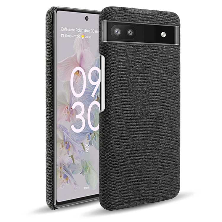 

For Google Pixel 6a Cloth Coated Hard Plastic Phone Case(Black)