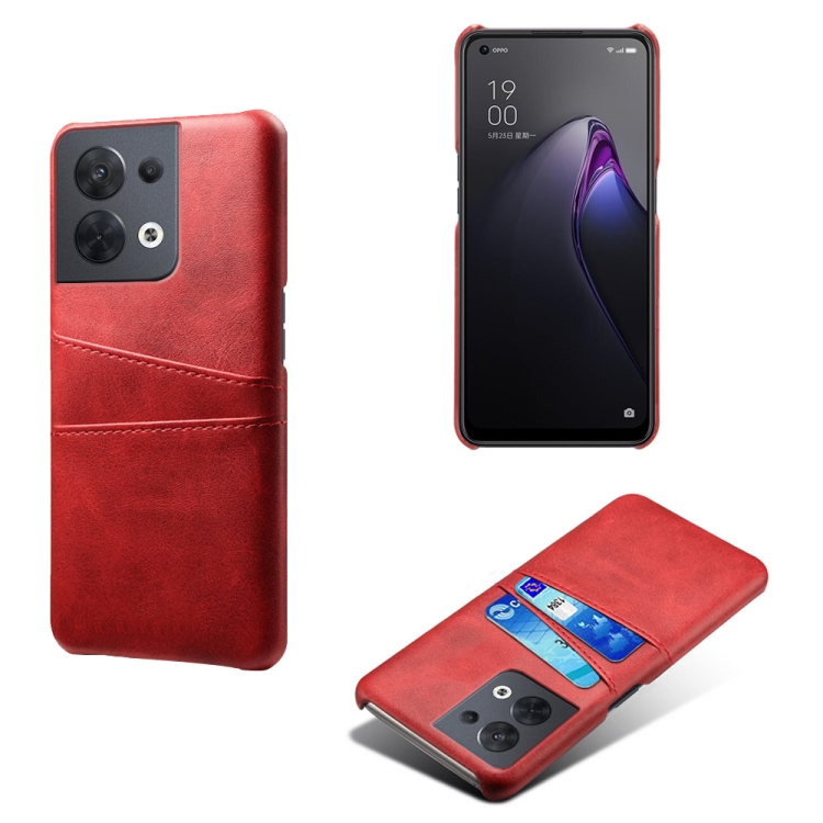 

For OPPO A57 5G Dual Card Slots Calf Texture PC Leather Phone Case(Red)