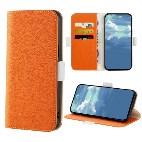 

For OPPO A15 Candy Color Litchi Texture Leather Phone Case(Orange)