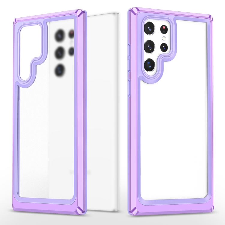 

For Samsung Galaxy S22 Ultra 5G Bright Skin Feel PC + TPU Protective Phone Case(Purple+Purple)