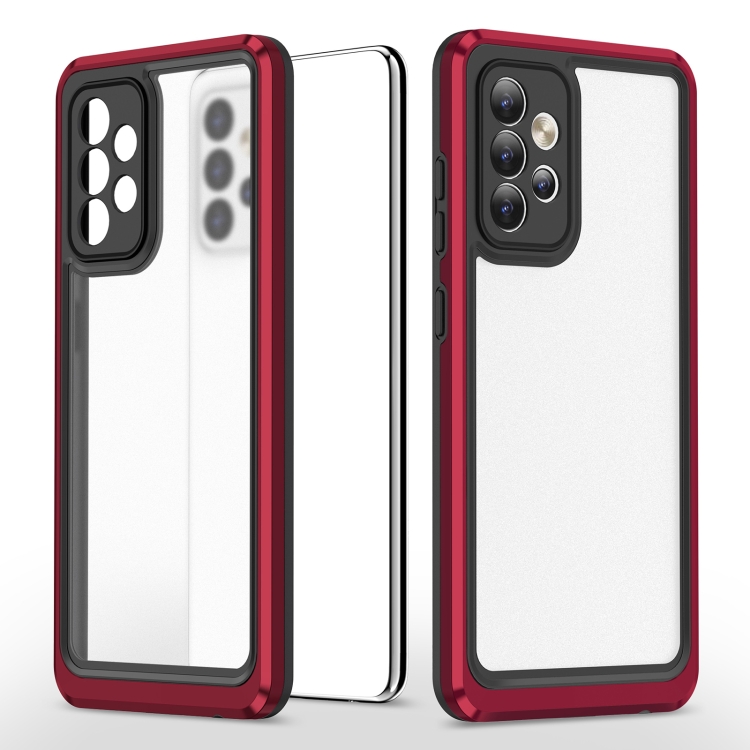 

For Samsung Galaxy A52 5G / 4G Bright Skin Feel PC + TPU Protective Phone Case(Black+Red)