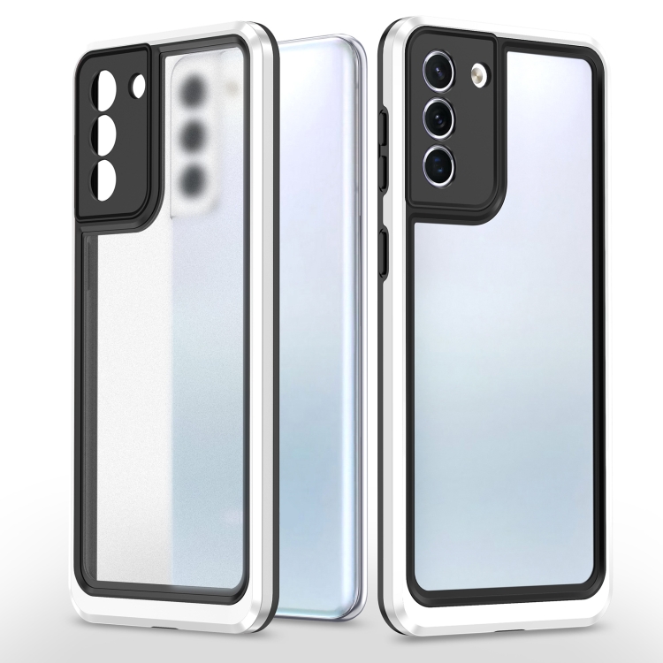 

For Samsung Galaxy S21 5G Bright Skin Feel PC + TPU Protective Phone Case(Black+White)