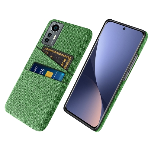 

For Xiaomi 12 Lite Eurasian Cloth Coated Hard Plastic Card Slots Phone Case(Green)