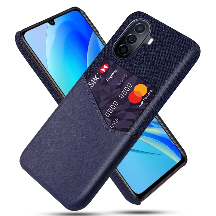 

For Huawei Enjoy 50 Cloth Texture Card Slot PC Leather Phone Case(Blue)