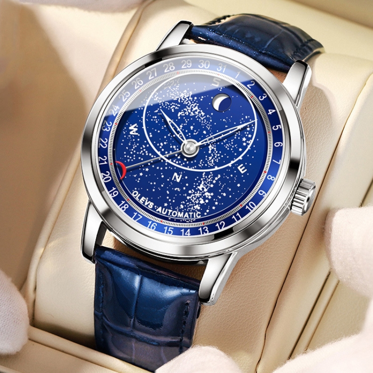 

OLEVS 9923 Luminous Starry Dial Automatic Mechanical Men Watch(Silver)