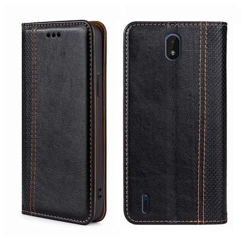 

For Nokia C01 Plus/C1 2nd Editon Grid Texture Magnetic Flip Leather Phone Case(Black)