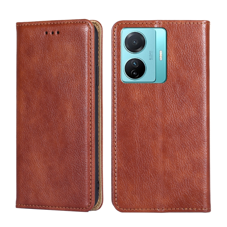 

For vivo S15e 5G / T1 Snapdragon 778G Gloss Oil Solid Color Magnetic Leather Phone Case(Brown)