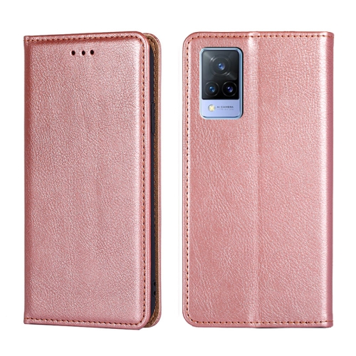 

For vivo V21 5G / 4G Gloss Oil Solid Color Magnetic Leather Phone Case(Rose Gold)