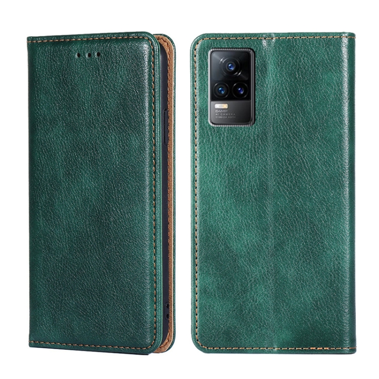 

For vivo V21e 4G / Y73 2021 Gloss Oil Solid Color Magnetic Leather Phone Case(Green)