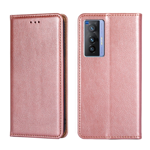 

For vivo X70 Gloss Oil Solid Color Magnetic Leather Phone Case(Rose Gold)