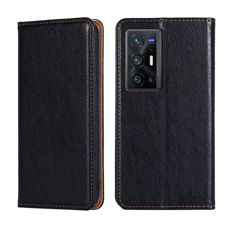 

For vivo X70 Pro Plus Gloss Oil Solid Color Magnetic Leather Phone Case(Black)