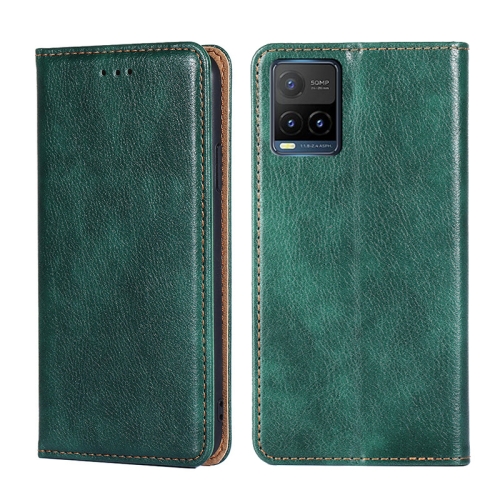 

For vivo Y21 / Y21s / Y33s Gloss Oil Solid Color Magnetic Leather Phone Case(Green)