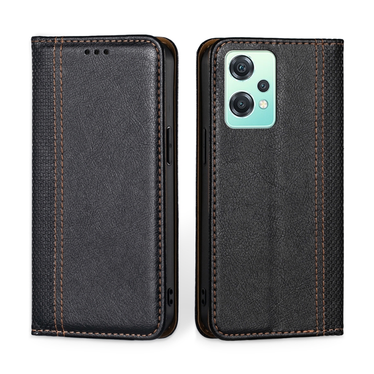 

For OnePlus Nord CE 2 Lite 5G Grid Texture Magnetic Flip Leather Phone Case(Black)
