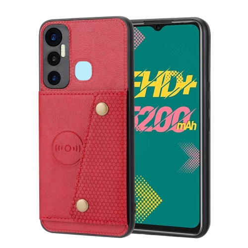 

For Infinix Hot 11 Double Buckle PU + TPU Shockproof Magnetic Phone Case(Red)