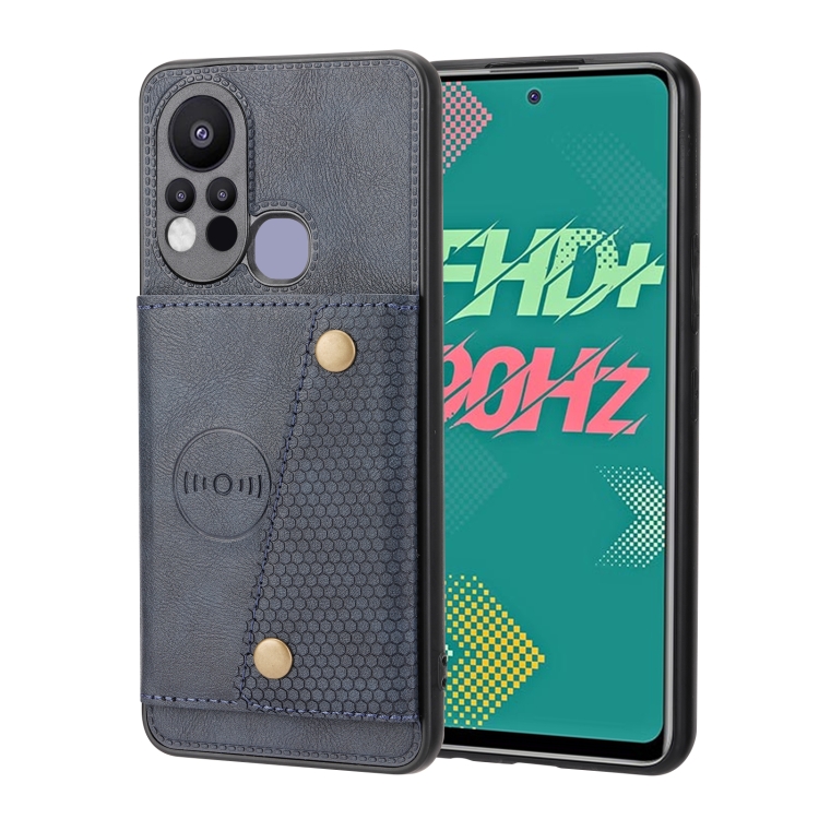

For Infinix Hot 11s Double Buckle PU + TPU Shockproof Magnetic Phone Case(Blue)